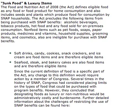 "what you cannot buy with food stamps"