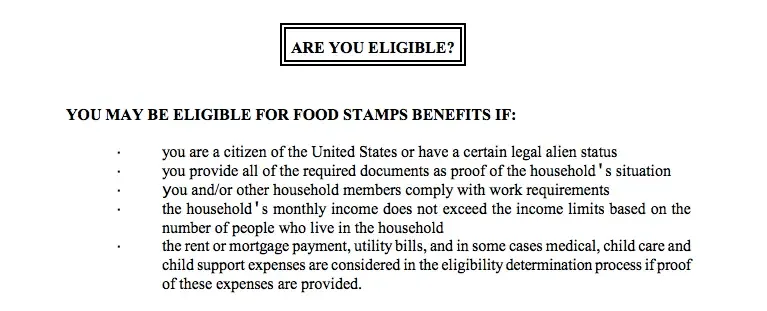 "Alabama Food Stamps Eligibility Requirements"