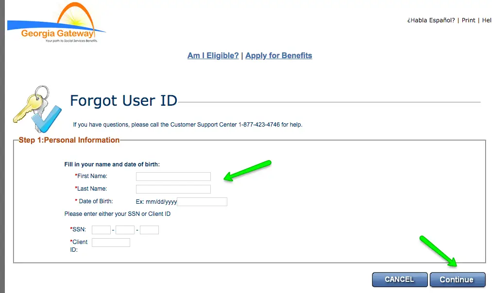 "Gateway.ga.gov Forgot User ID"