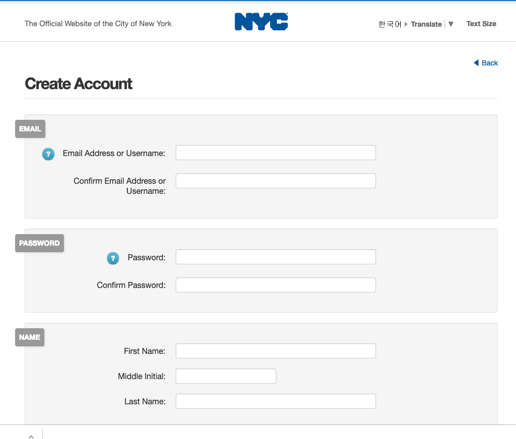 "NYC ACCESS HRA Create Account - 2"