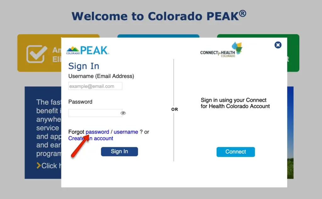 Colorado PEAK Password Reset