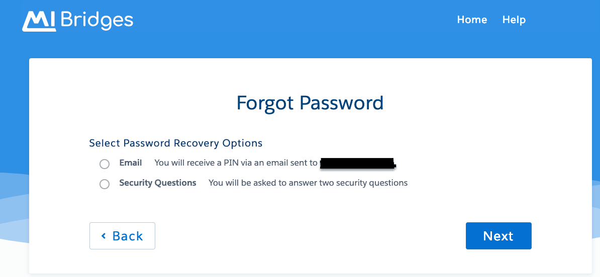 "MI Bridges Login forgot password 1"