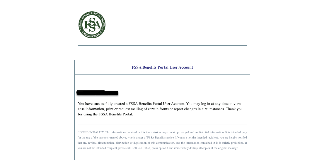 "How to Create FSSA Benefits Portal Email confirmation"