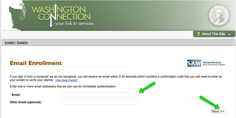 "Create DSHS Washington Connection Account - Additional Security measures 1"