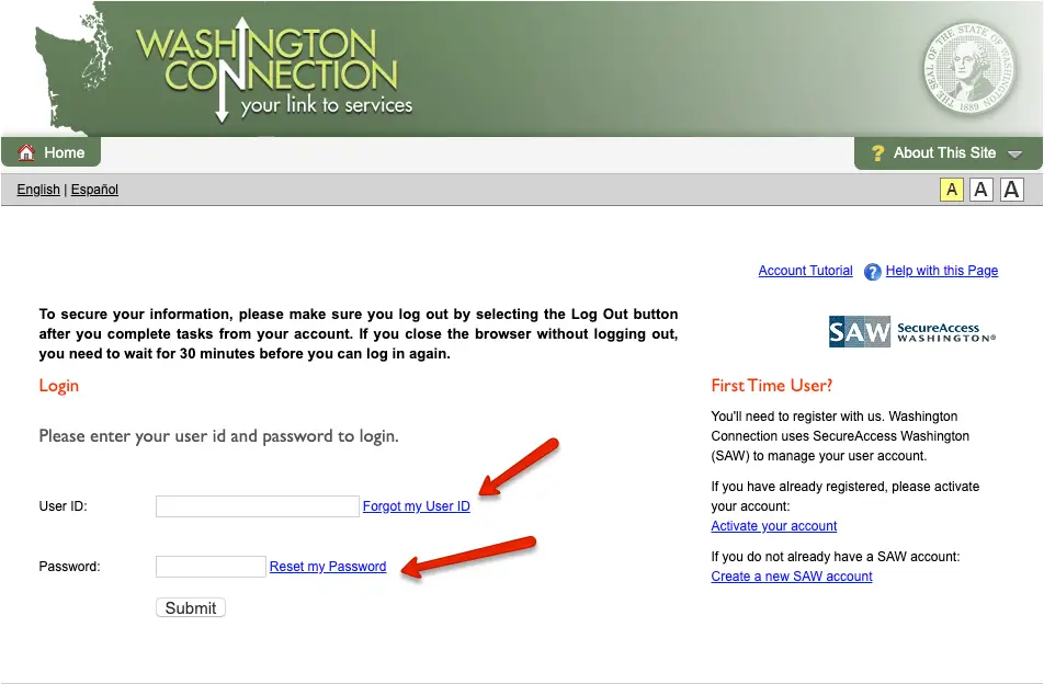 "DSHS Washington Connection Account Login - Get username or reset password"