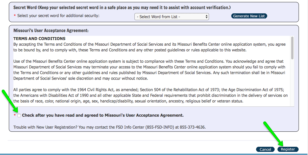 "How to Create Mydss Missouri Account - Accept agreement"
