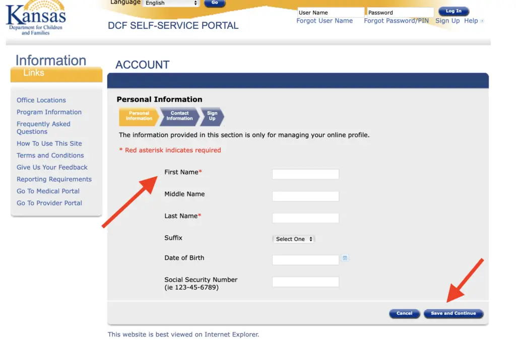How to Create a Kansas DCF Account