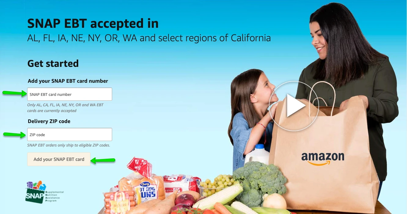 "Use California SNAP EBT Card online on Amazon"