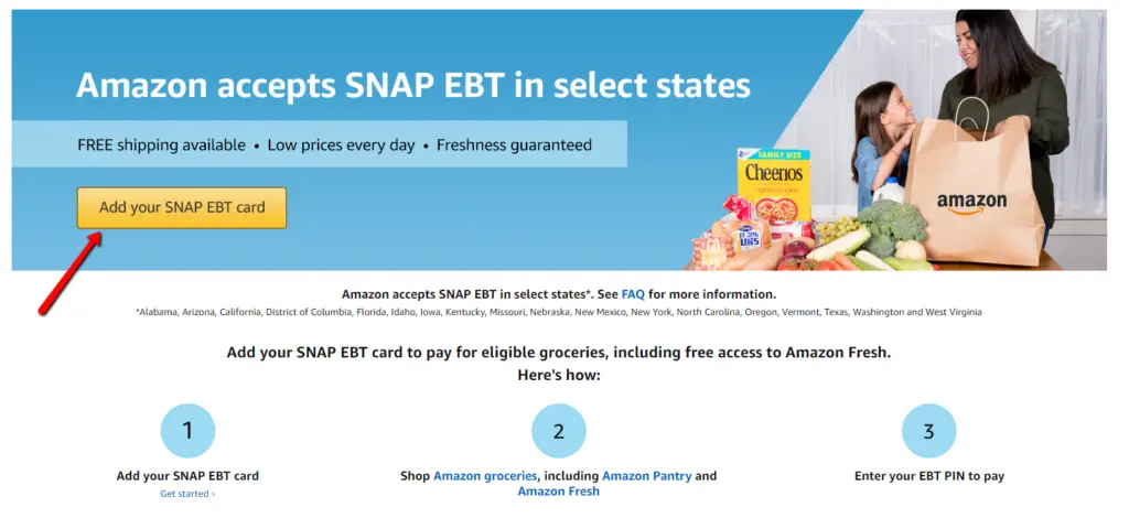 Use WV EBT Card on Amazon