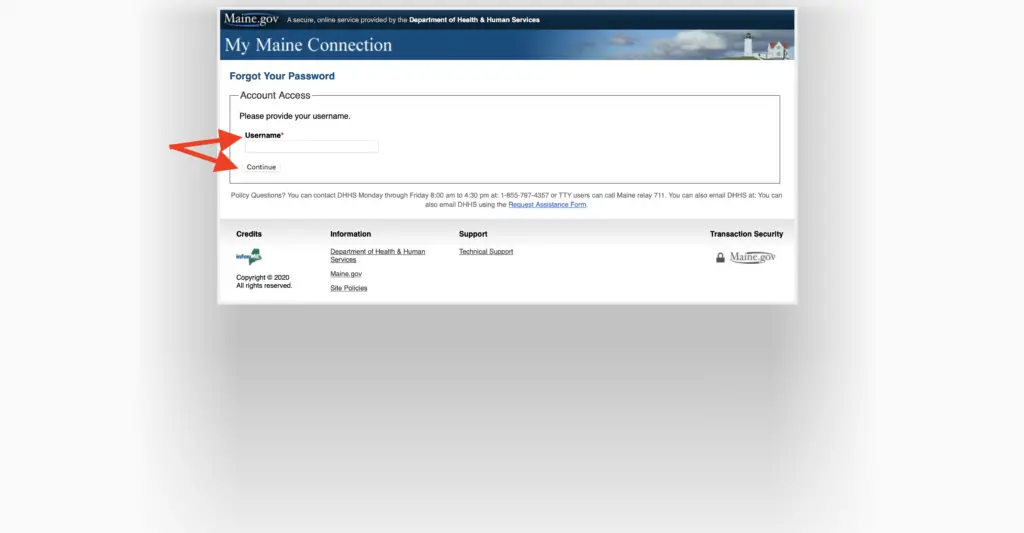 Reset My Maine Connection Password