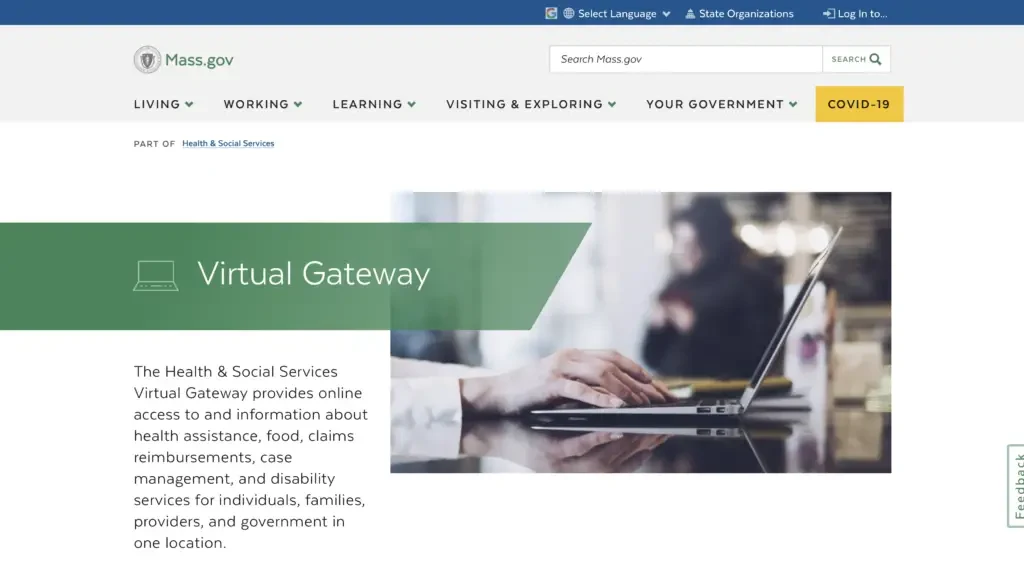 Mass.gov Virtual Gateway website