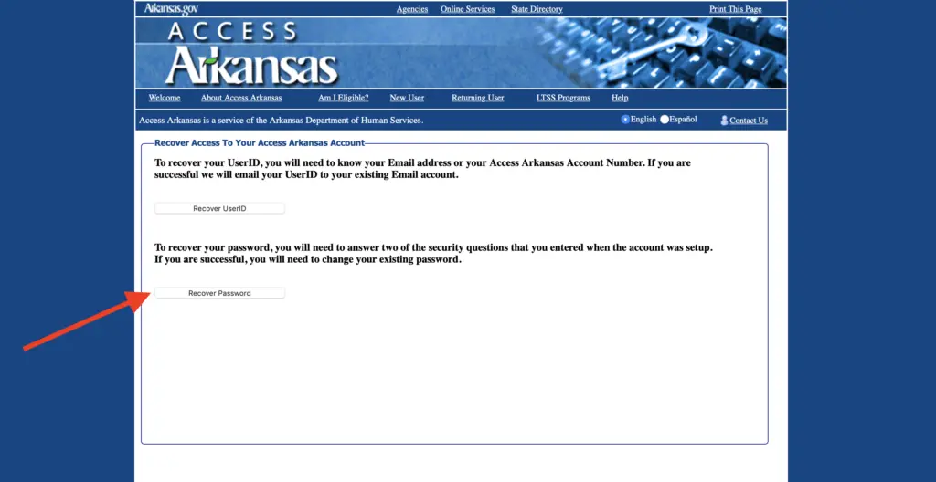 Recover Access Arkansas Password