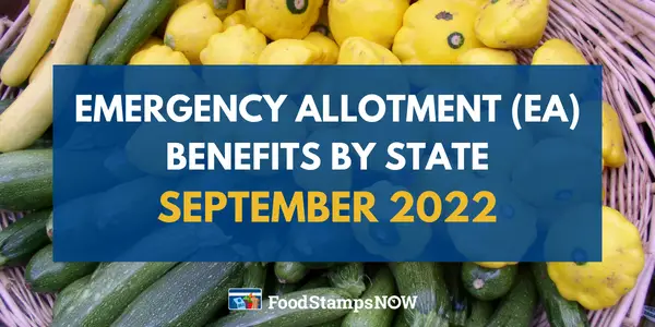 Emergency allotment (EA) benefits by state September 2022