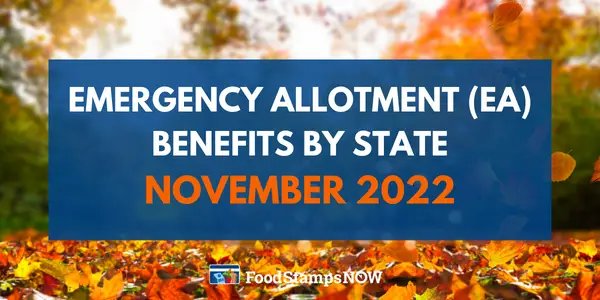 Emergency allotment (EA) benefits by state November 2022