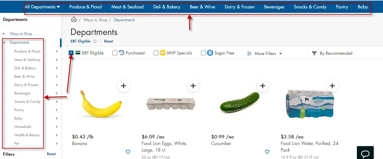 "filter for EBT SNAP-eligible items"