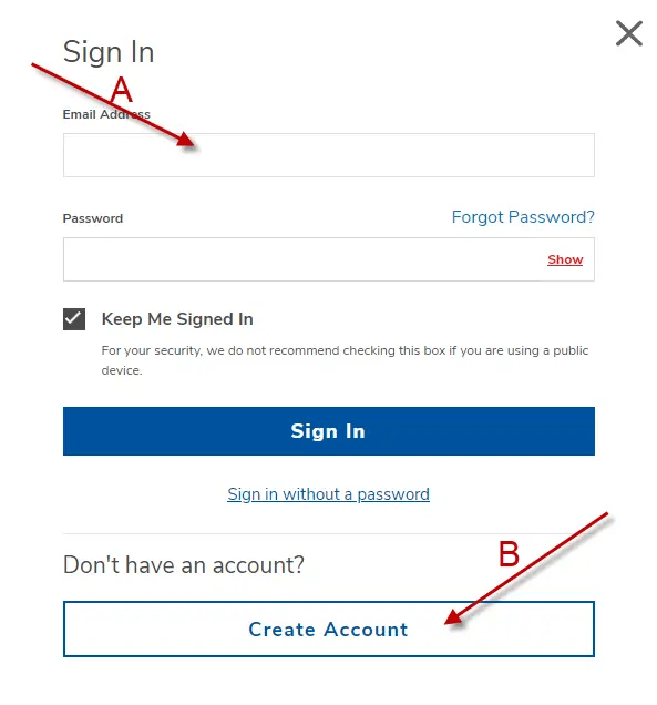 "create an account or sign in"