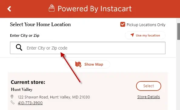 "select your home location"