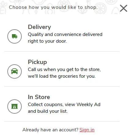 "Opt for Delivery or Pickup"