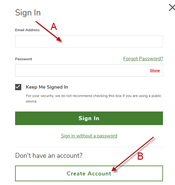 "create an account or sign in"