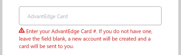 "enter advantedge card number or leave blank"